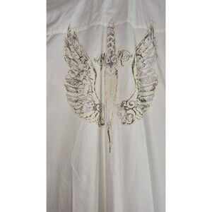 FOR LOVE AND LIBERTY L/S Shirt Dress Sz Large Embroidered Grunge‎ Biker Casual